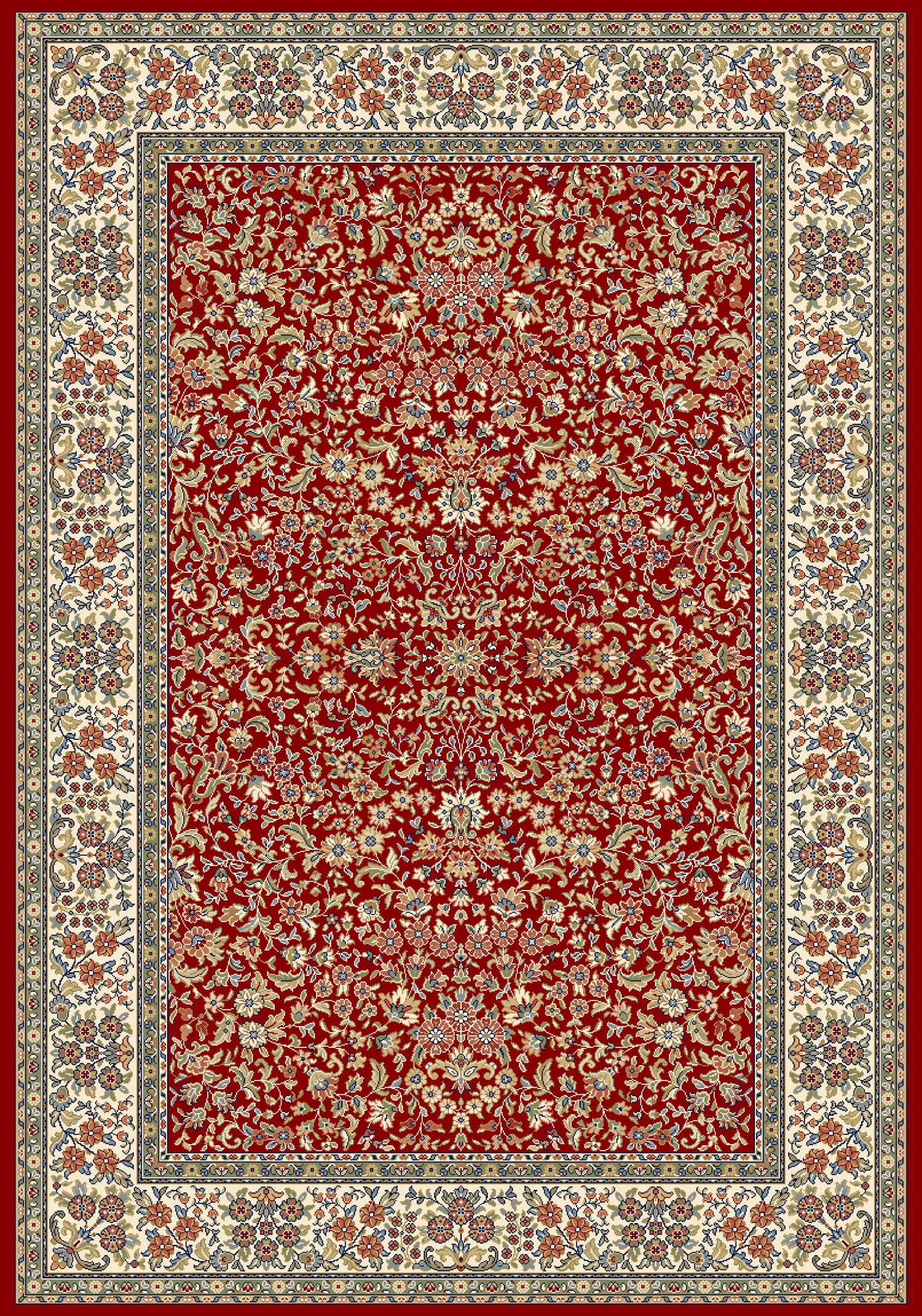 ANCIENT GARDEN 57078 RED/IVORY
